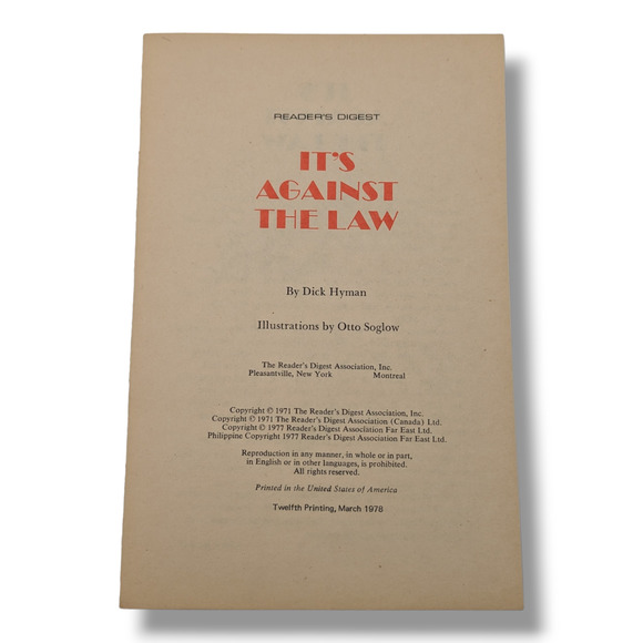 It's Against The Law Reader's Digest Dick Hyman Otto Soglow Vintage Book - Picture 2 of 7